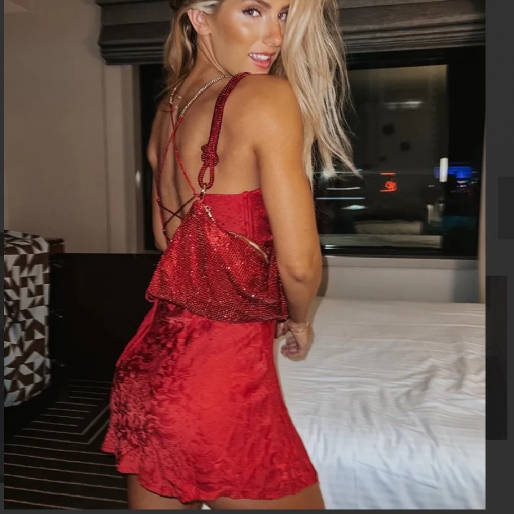 For Love and Lemons Gabrielle Mini Dress RED!